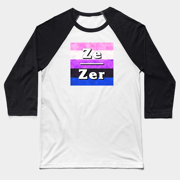 Ze-Zir Pronouns: Genderfluid Baseball T-Shirt by Tiger Torre